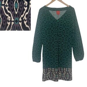 Tracy Negoshian Geometric Border Print Dress Size L Career Comfort Shift Pretty